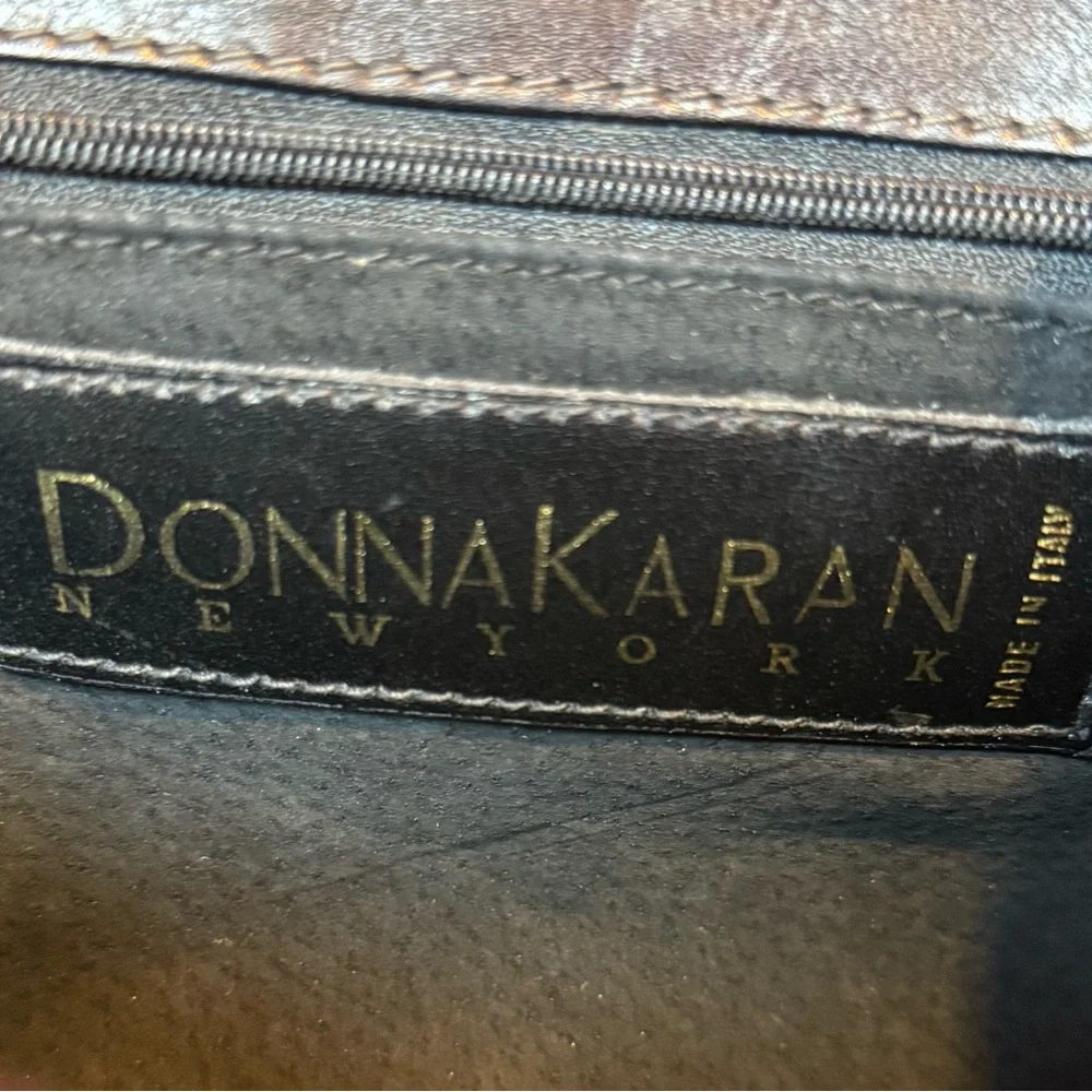 Donna Karan New York Black Leather Messenger Style Shoulder Bag RARE